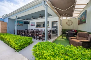 Private outdoor area by the pool in Casa Havana
